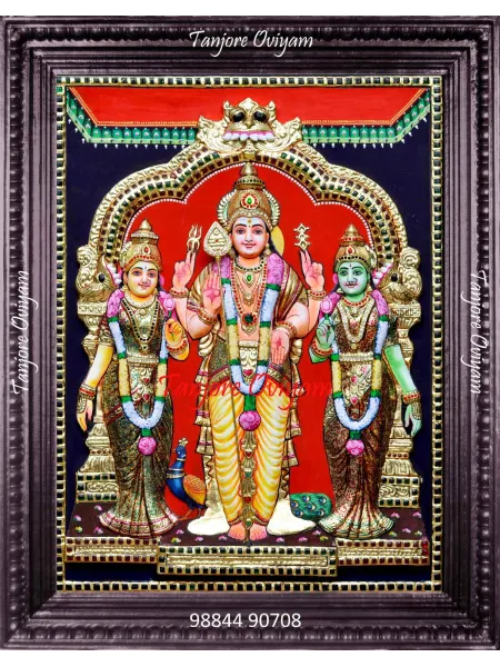 God Murugan Valli Devianai Tanjore Painting
